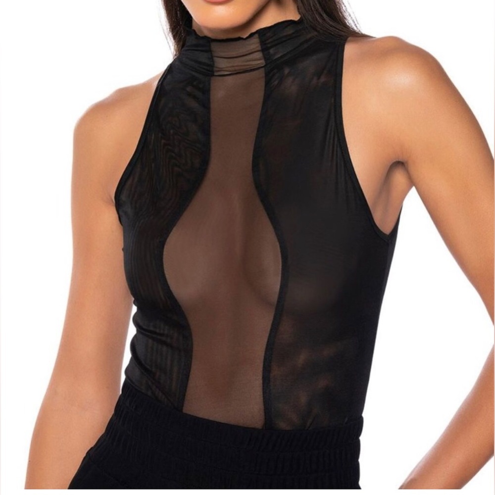 Xena Dangerous Curves Mesh Mock Neck Bodysuit Plus Size 1X